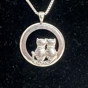 SILPADA Vintage Sterling Silver Two Cats ‘Friends Forever’ Pendant Necklace